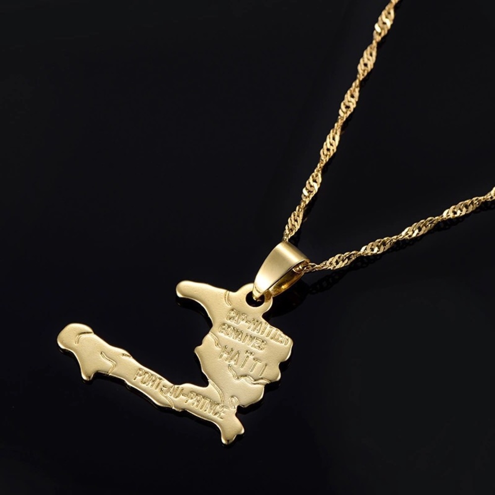 🇭🇹 Haiti Gold Plated Pendent Necklace 🇭🇹 - Picture 4 of 6